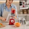 Manual Rotary Drum Grater and Slicer, Stainless Steel 3 Drum Vegetable Cutter (1 Set)