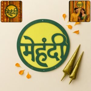 Mehndi Ceremony Wall Hanging – Lightweight Round Decorative Sign