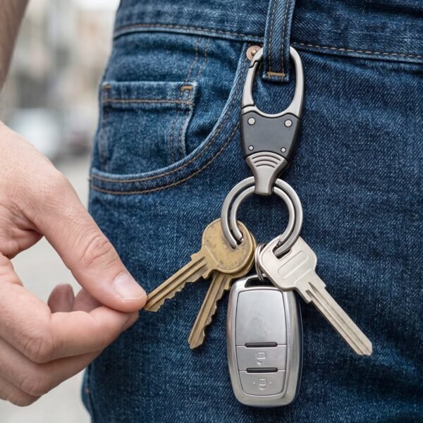 Metal Key Holder – Durable Dual Ring with Rotating Swivel