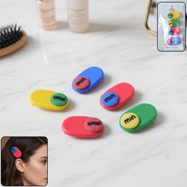 Decorative Hair Clip Set – 4-Piece Text Accent Styling