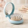 2 in 1 Folding Hair Brush with Mirror Compact Pop Up for Travel (1 Pc)