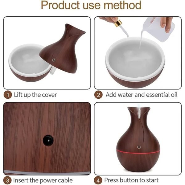 Mini Wooden Humidifier – Ultrasonic Mist Diffuser with LED | Indo Glow