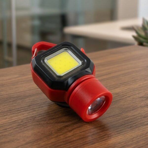 Travel LED Flashlight Keychain with Carabiner Clip 5 Mode COB Torch (1 Pc)
