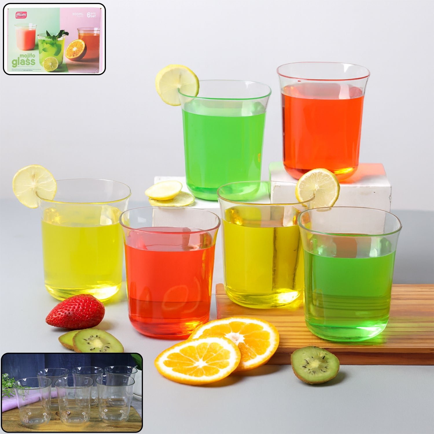 Mojito Glass Set – Durable 300ml Reusable Plastic Glasses Set of 6