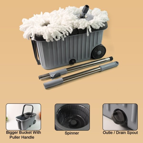 Spin Mop Cleaning Set – Dual Chamber Bucket & Wheels