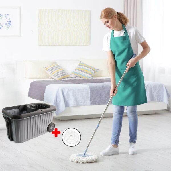 Spin Mop Cleaning Set – Dual Chamber Bucket & Wheels