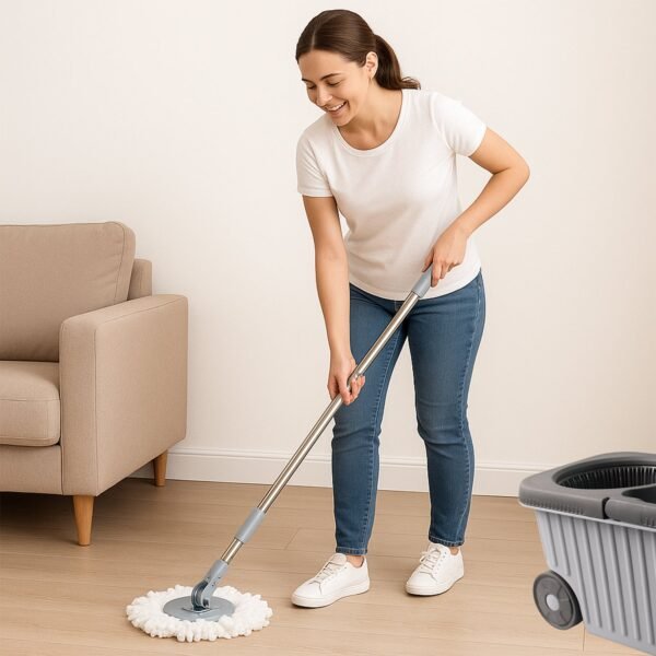 Spin Mop Cleaning Set – Dual Chamber Bucket & Wheels