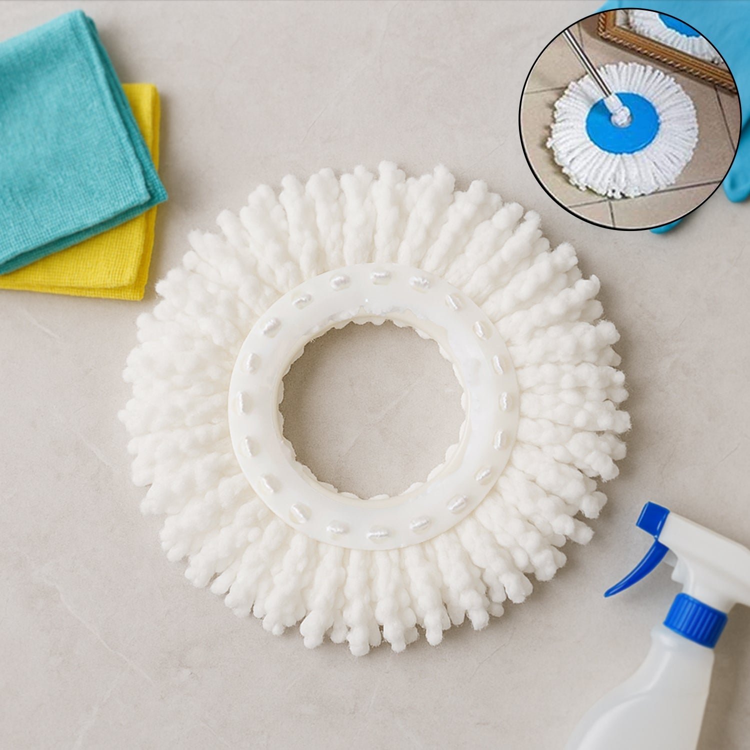 Microfiber Spin Mop Refill Head – Durable 360° Rotating Cleaning