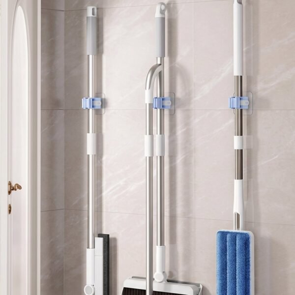 Self-Adhesive Broom Mop Holder – No-Drill Wall Organizer