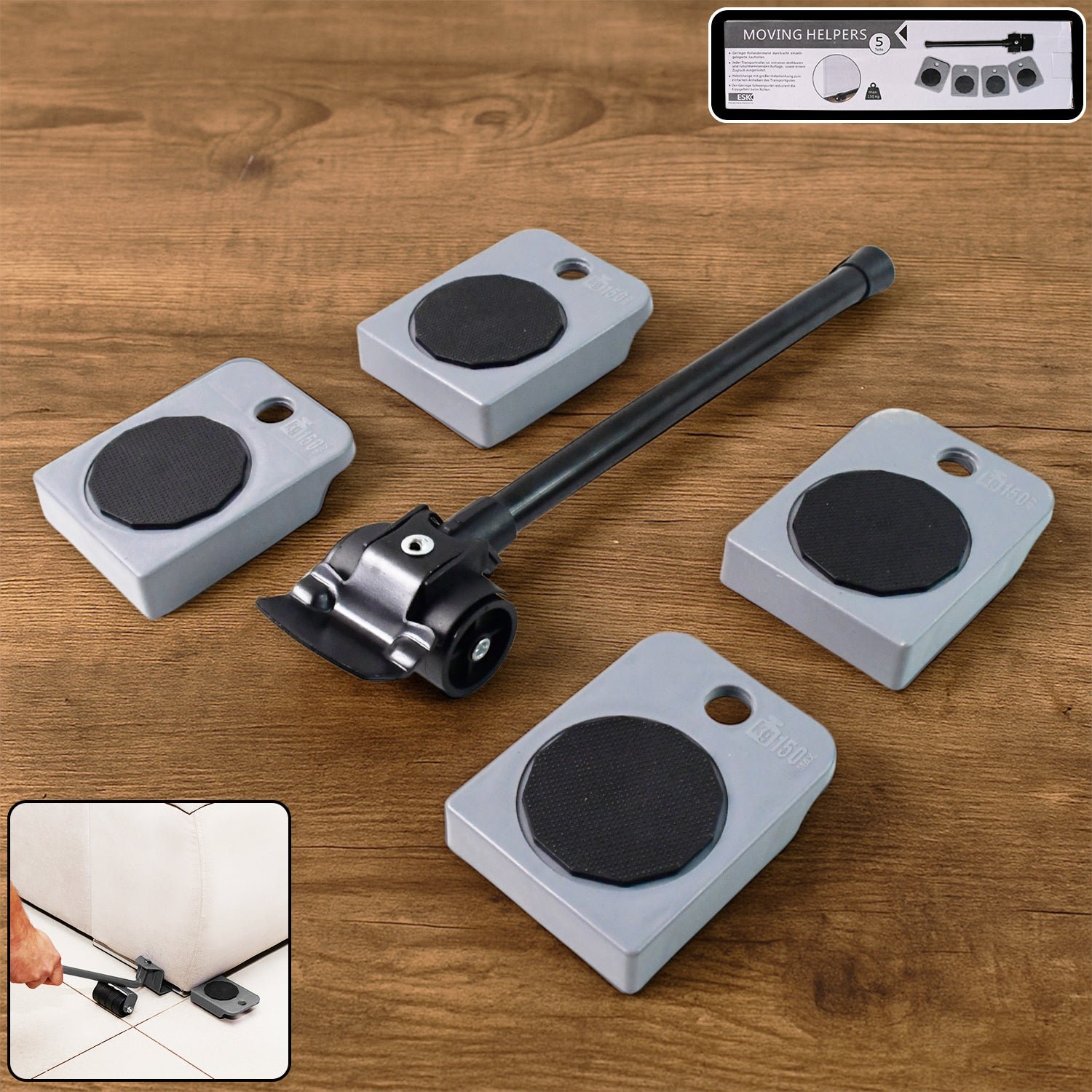 Furniture Lifter Tool Set – Heavy Duty 5 Pc Moving Kit for Easy Relocation