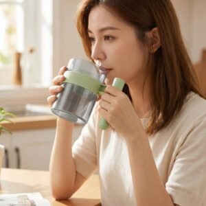 Transparent Plastic Cup with Handle Reusable Water Tea and Coffee M...