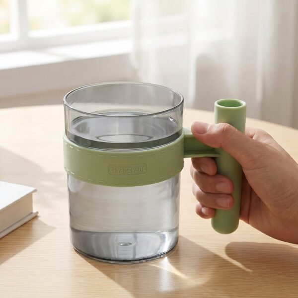 Transparent Plastic Cup with Handle Reusable Water Tea and Coffee M...