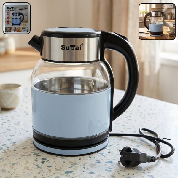 Suta Electric Glass Kettle 2 Litre Stainless Steel Hot Water Boiler for Tea (1 Pc)