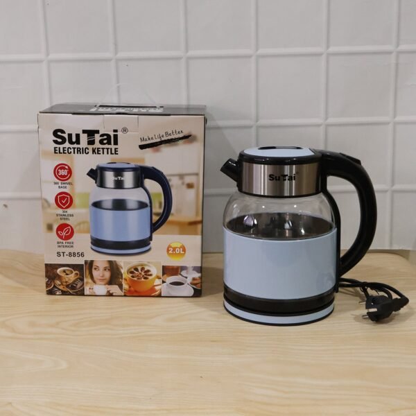 Suta Electric Glass Kettle 2 Litre Stainless Steel Hot Water Boiler for Tea (1 Pc)