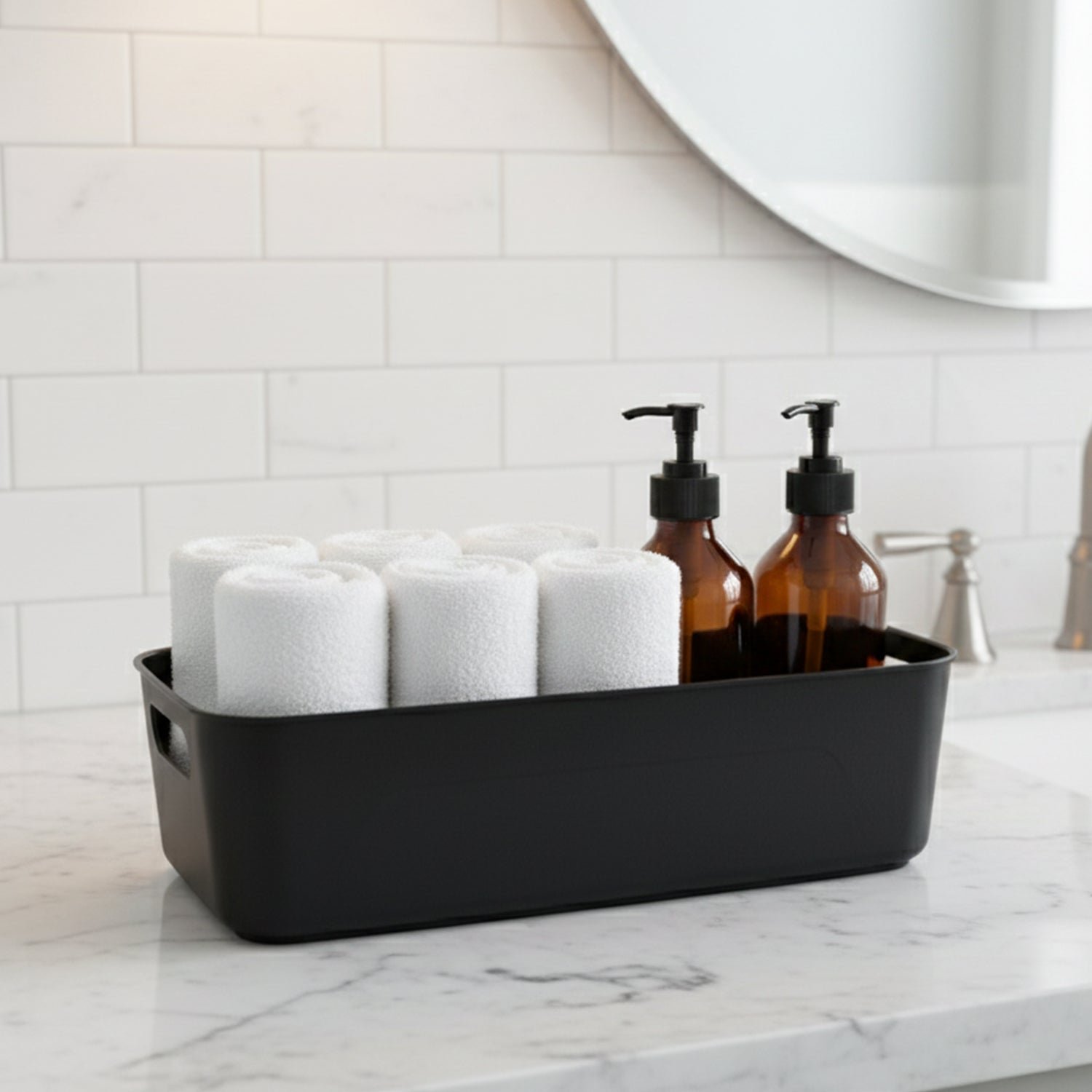 Multi-useBox-02_922a9e85-ed23-488b-a532-c8993b673e3f Black Plastic Storage Basket Tray – 4-Piece Stackable Organizer