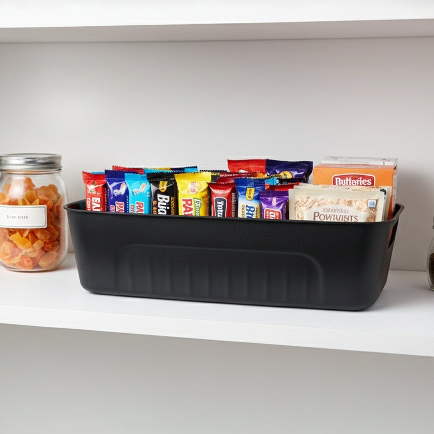 Multi-useBox-03_0a56babf-02c7-4a71-8353-42a390e0e53d Black Plastic Storage Basket Tray – 4-Piece Stackable Organizer