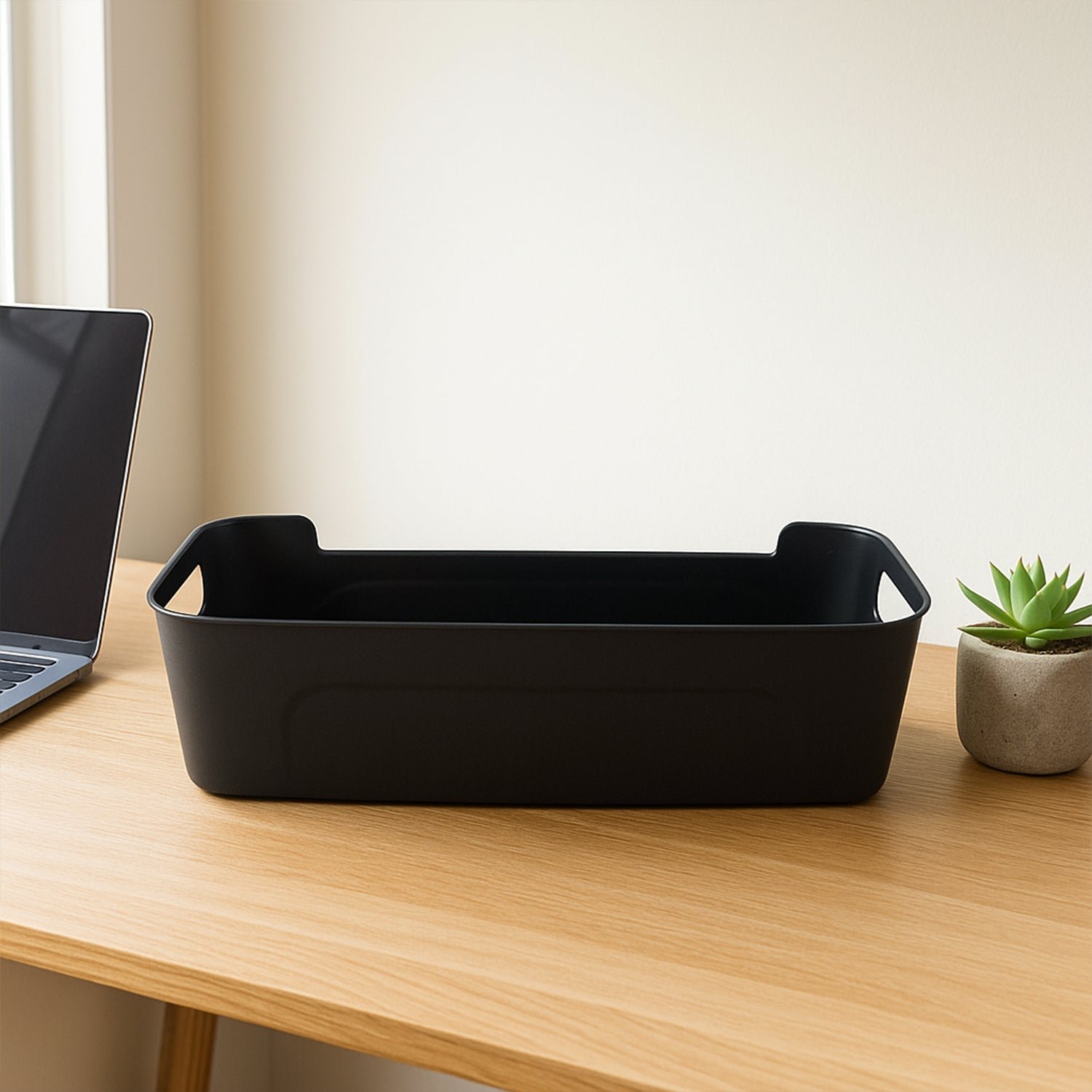 Multi-useBox-05_84fc07a2-d7a4-4a20-8b07-4b89a170af3d Black Plastic Storage Basket Tray – 4-Piece Stackable Organizer
