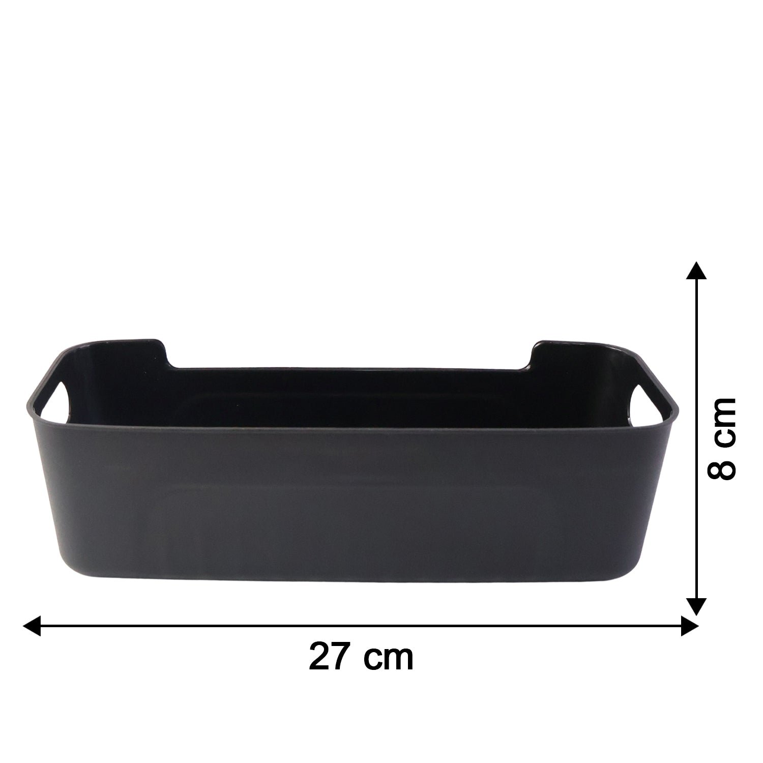 Multi-useBox-size_5f84f5c8-cd24-47cb-8de9-c4e2220f827e Black Plastic Storage Basket Tray – 4-Piece Stackable Organizer