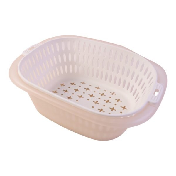 2 in 1 Plastic Double Drain Basket – Multi-Purpose Kitchen Tool