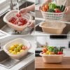 2 in 1 Plastic Double Drain Basket – Multi-Purpose Kitchen Tool