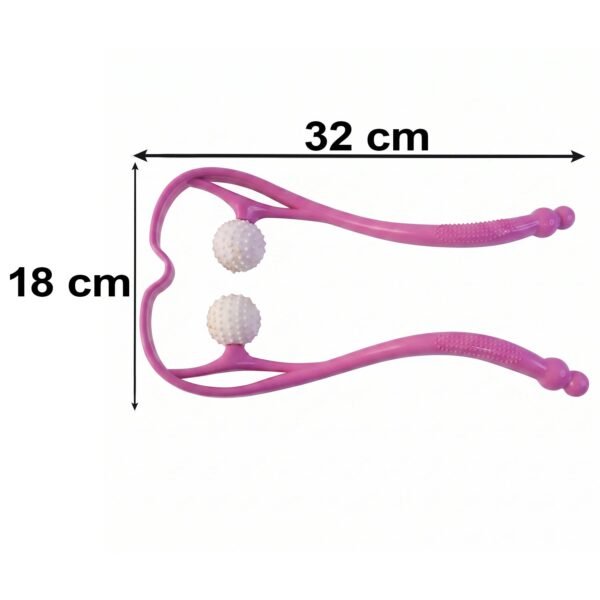 Neck-Cervical-Massager_2_-6.jpg Manual Pink Neck Shoulder Massager with Spiky Ball for Pain Relief (1 Pc)