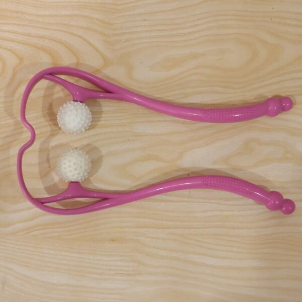 Neck-Cervical-Massager_2_-8.jpg Manual Pink Neck Shoulder Massager with Spiky Ball for Pain Relief (1 Pc)