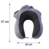 U Shaped Hooded Neck Pillow Grey Travel Pillow with Drawstring Hood (1 Pc)