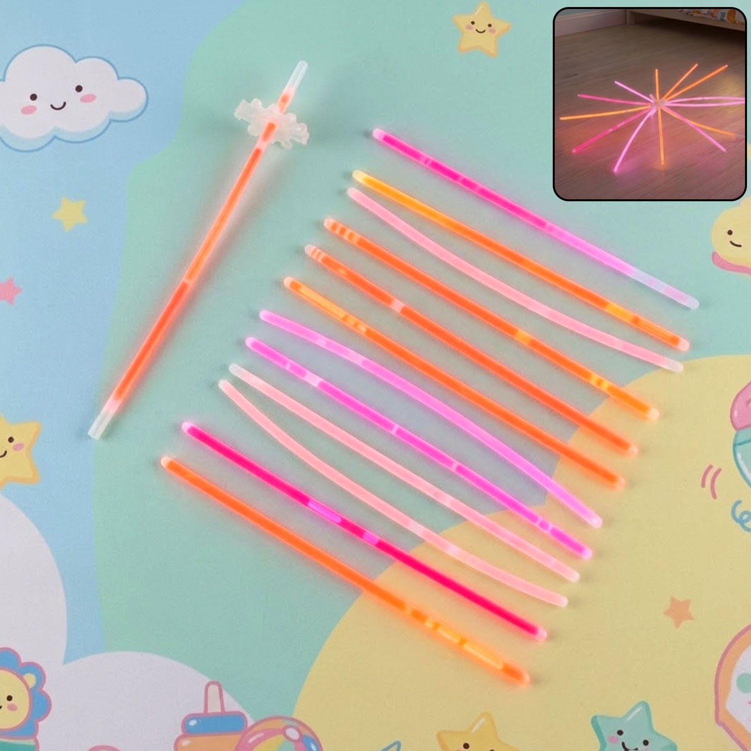 Glow Chakdol Toy Set – 13 Neon Glow Sticks for Kids' Fun