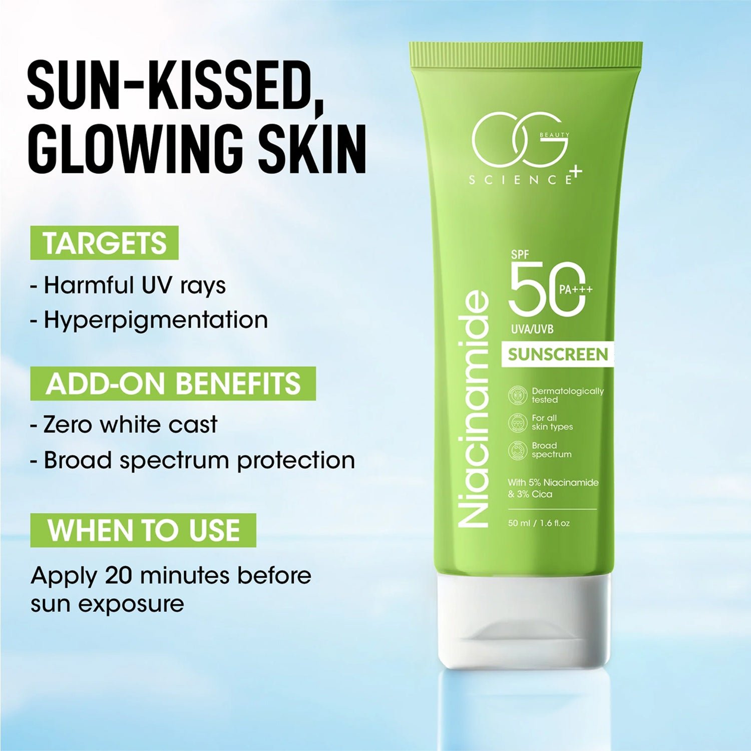 Niacinamide Sunscreen SPF 50 PA+++ – Broad Spectrum Sun Protection