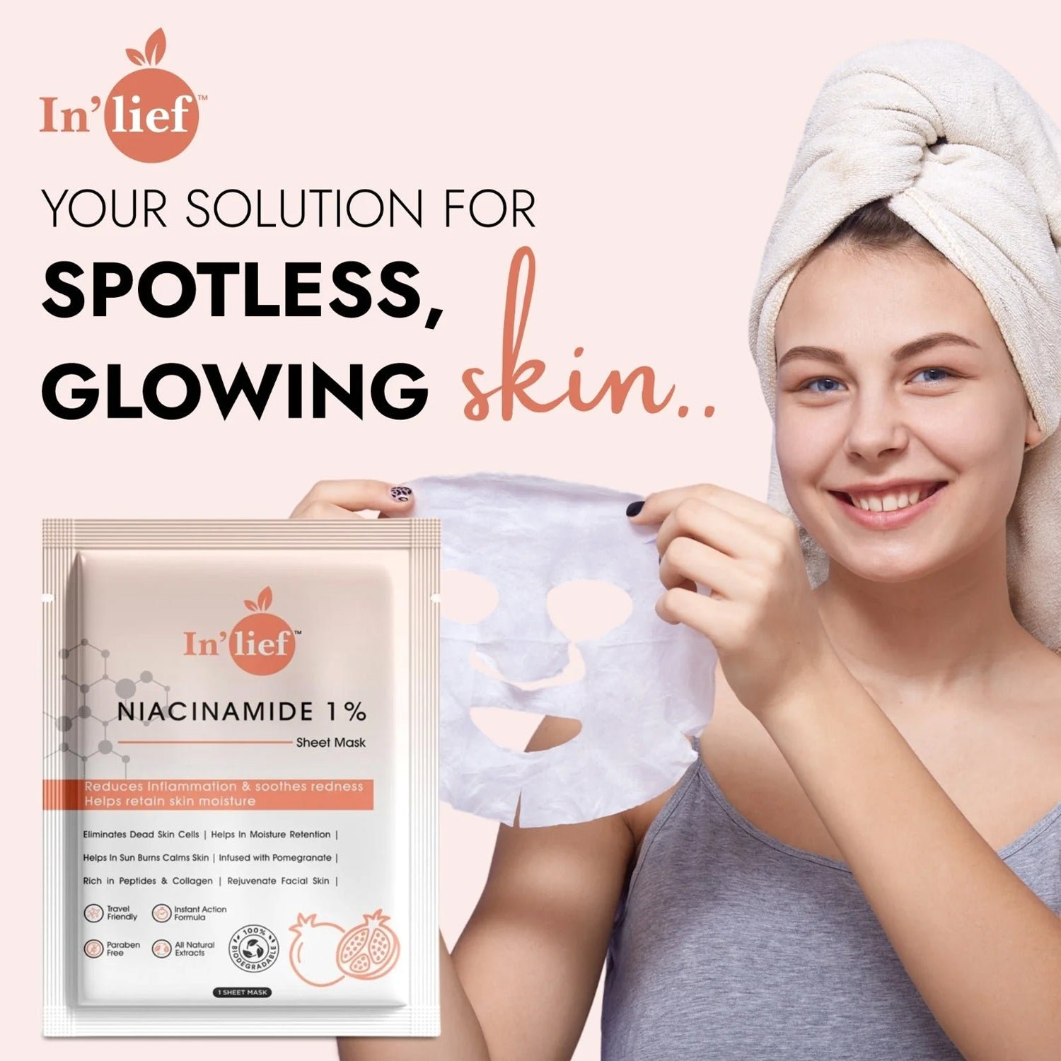 Niacinamide 1% Hydrating Facial Sheet Mask – Soothes & Calms Skin