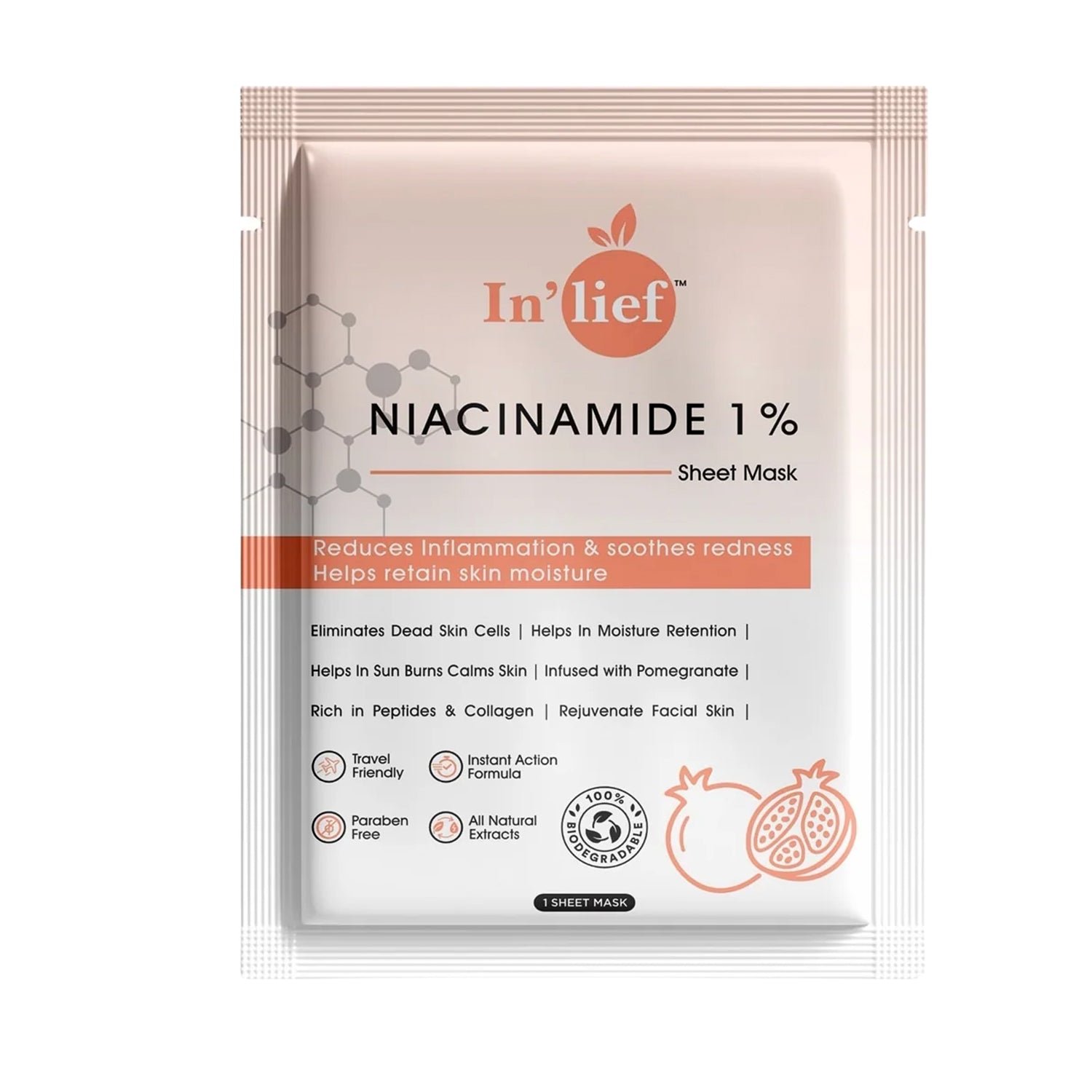 Niacinamide 1% Hydrating Facial Sheet Mask – Soothes & Calms Skin