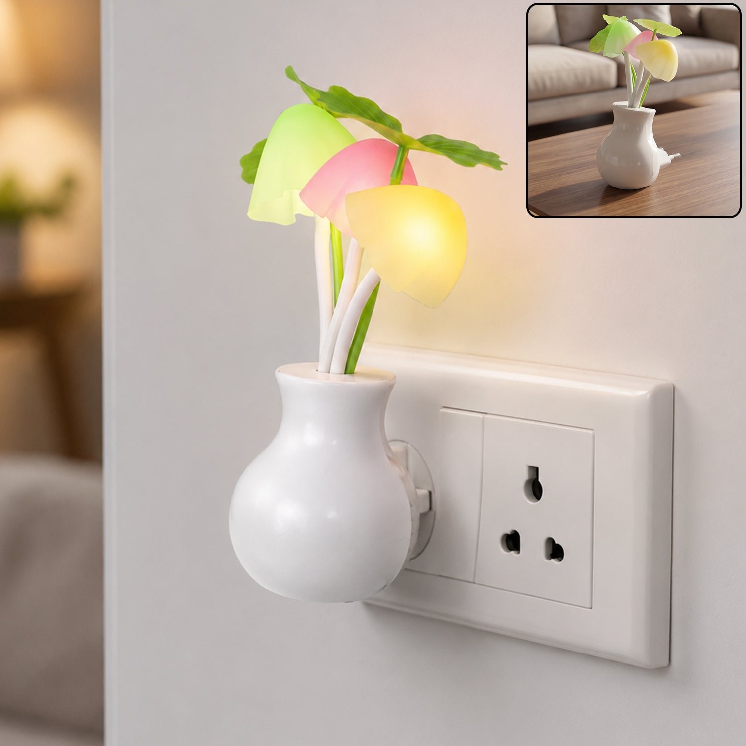 NightLight-01 Mushroom Night Light – Auto Sensor Multicolor LED Lamp | Indo Glow