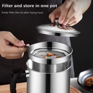 Oil Strainer Pot – Stainless Steel with Lid & Fine Mesh Filter