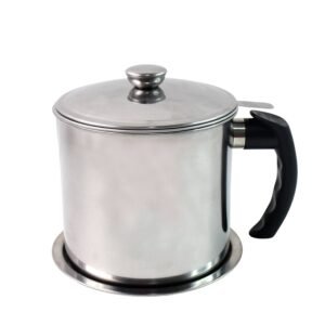 Oil Strainer Pot – Stainless Steel with Lid & Fine Mesh Filter