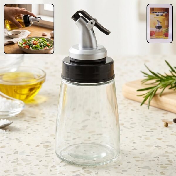 Glass Oil Dispenser Bottle – No-Drip Spout, 170 ml Capacity