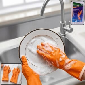 Reusable Rubber Cleaning Gloves – Waterproof & Durable for Kitchen