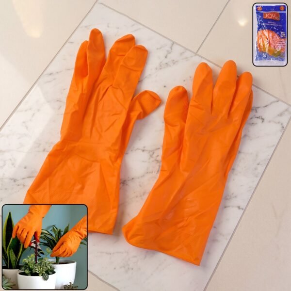 Large Orange Waterproof Rubber Gloves – Reusable Kitchen Protectors