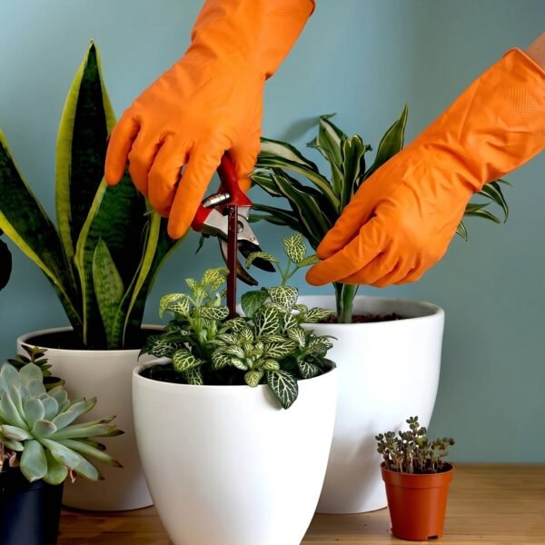 Large Orange Waterproof Rubber Gloves – Reusable Kitchen Protectors
