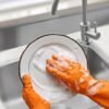 Large Orange Waterproof Rubber Gloves – Reusable Kitchen Protectors