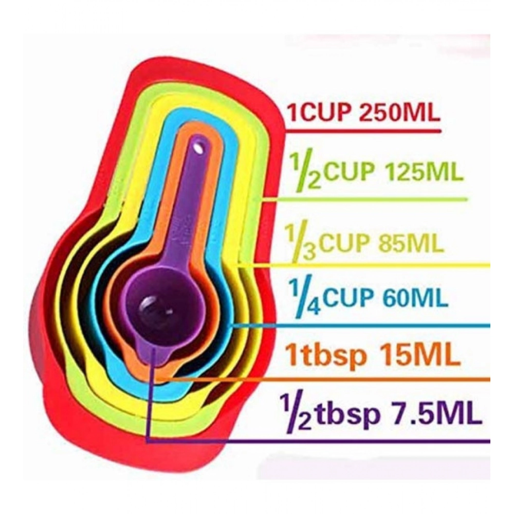 Pack of 4_Colorful Measuring Cup Spoon Set Stackable Kitchen Measuring Cups (Color: Assorted ) - Image 3