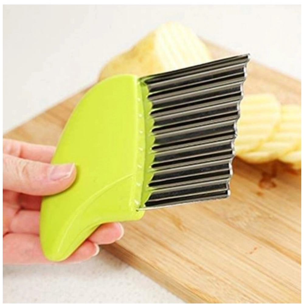 Pack Of_5 Wave Shape Stainless Steel Potato Cutter And Slicer – (Color: Assorted ) - Image 3
