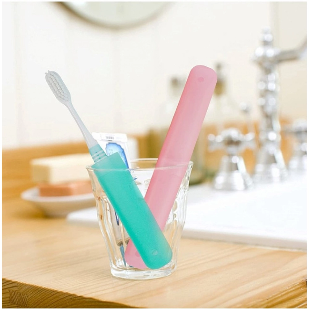 Generic Pack of 4_Plastic Toothbrush Holder Travel 4-PieceS SeT Tube Cases (Color: Assorted ) - Image 4
