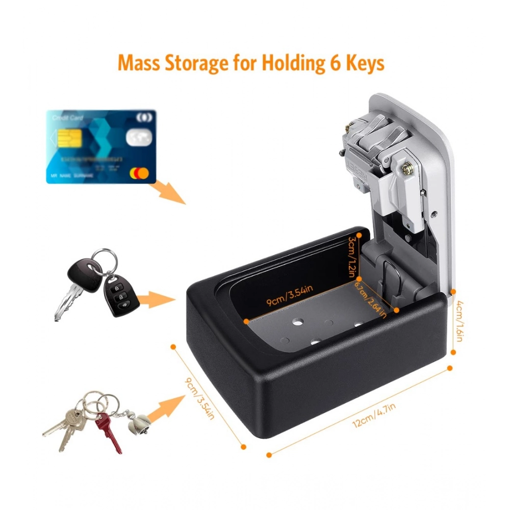 Wall-Mounted ABS Plastic Key Lock Box (Grey-Black ) - Image 4