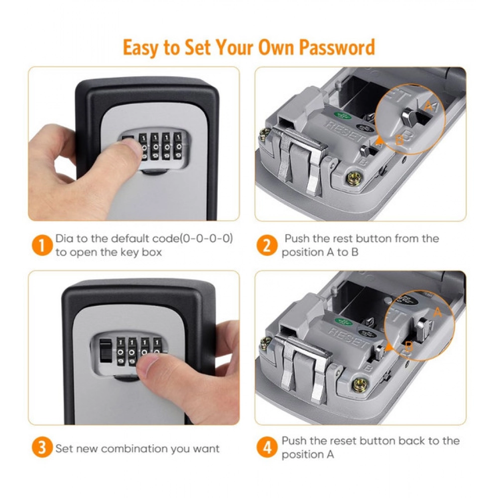 Wall-Mounted ABS Plastic Key Lock Box (Grey-Black ) - Image 3