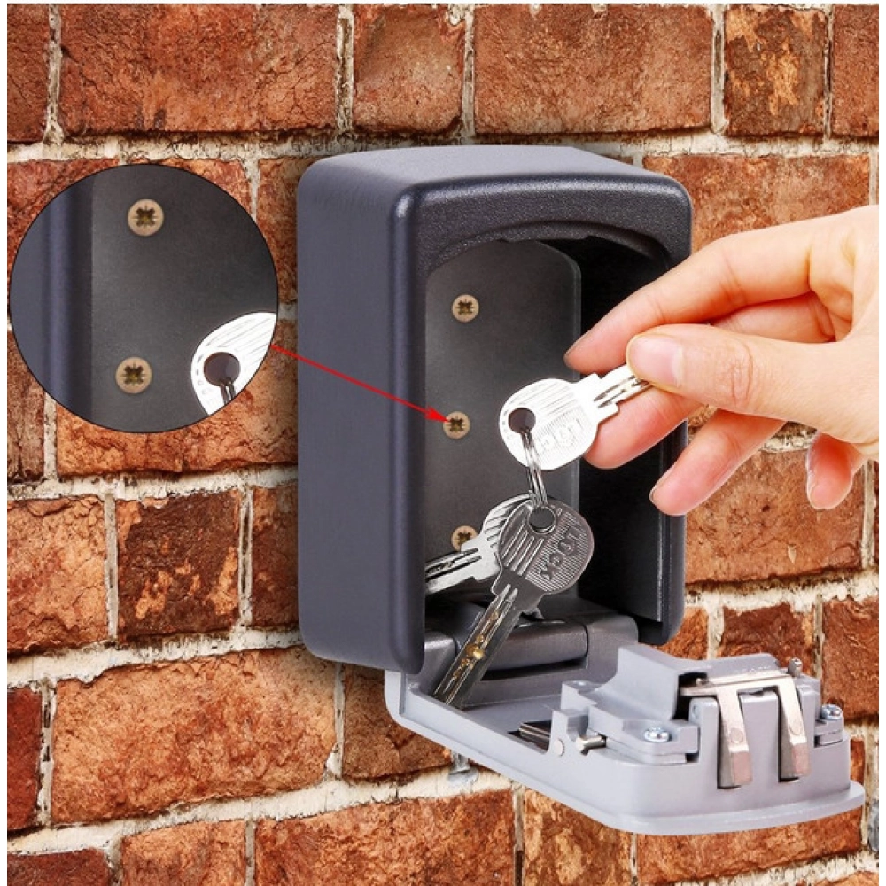 Wall-Mounted ABS Plastic Key Lock Box (Grey-Black ) - Image 2