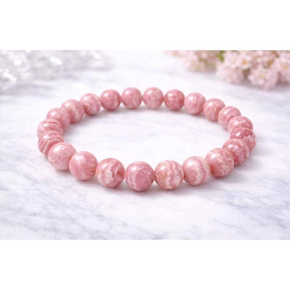 Generic Natural Crystal 8mm Rhodochrosite Bracelet (Pink) - Image 2