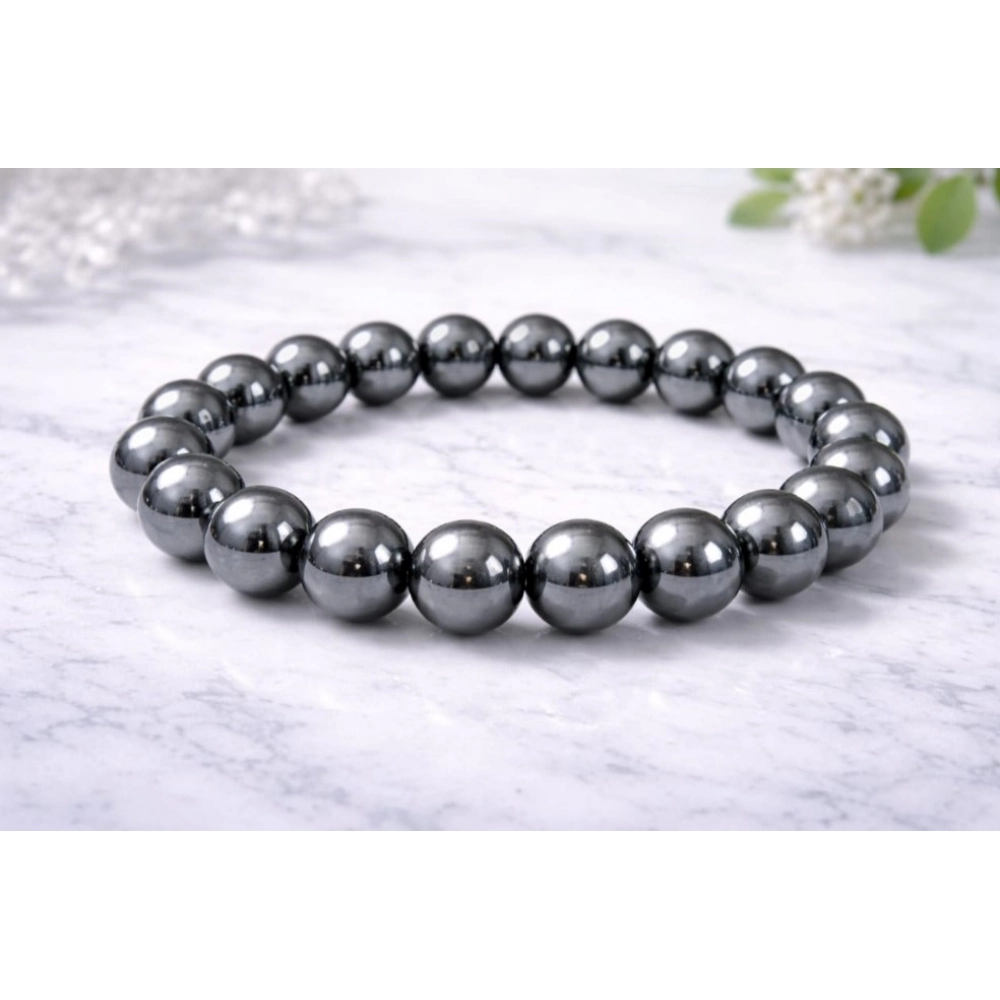 Generic Natural Crystal 8mm Hematite Bracelet (Grey) - Image 2