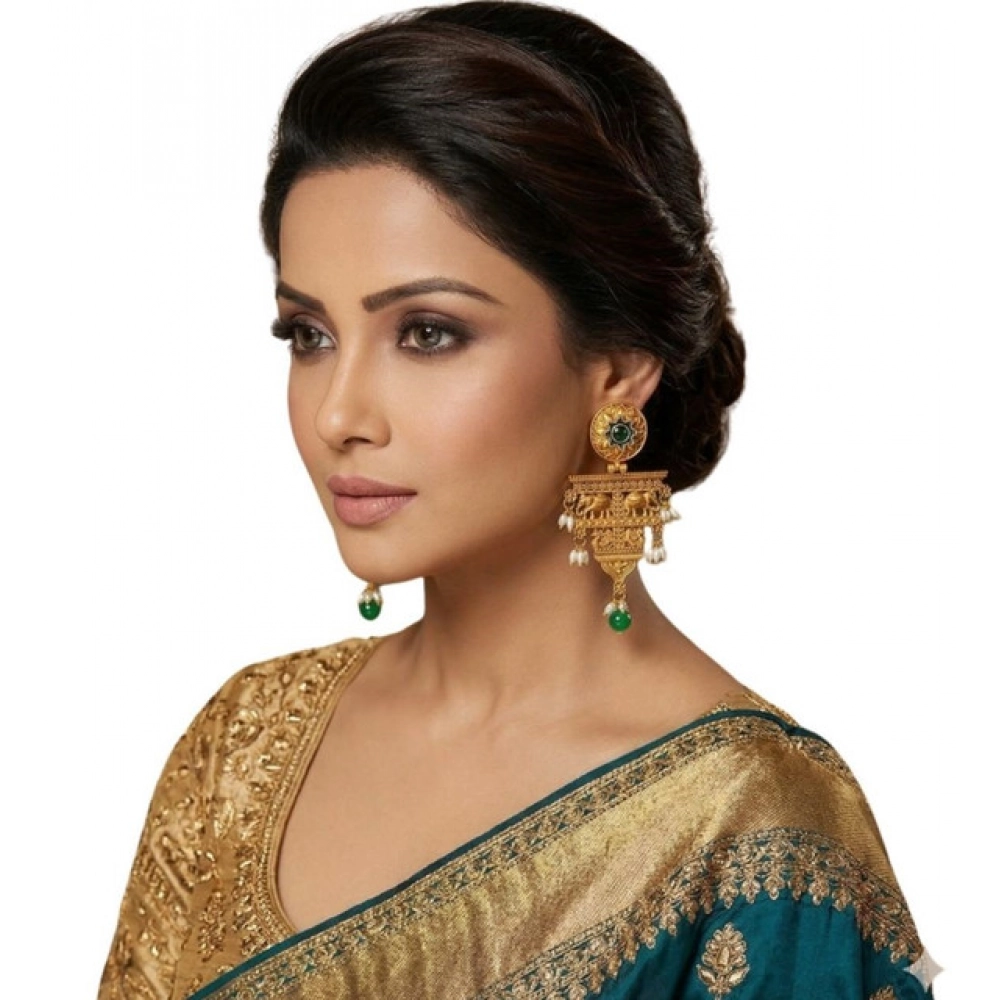 Women's Zinc Alloy Gold Plated Chandelier Earrings (Multicolor) - Image 2