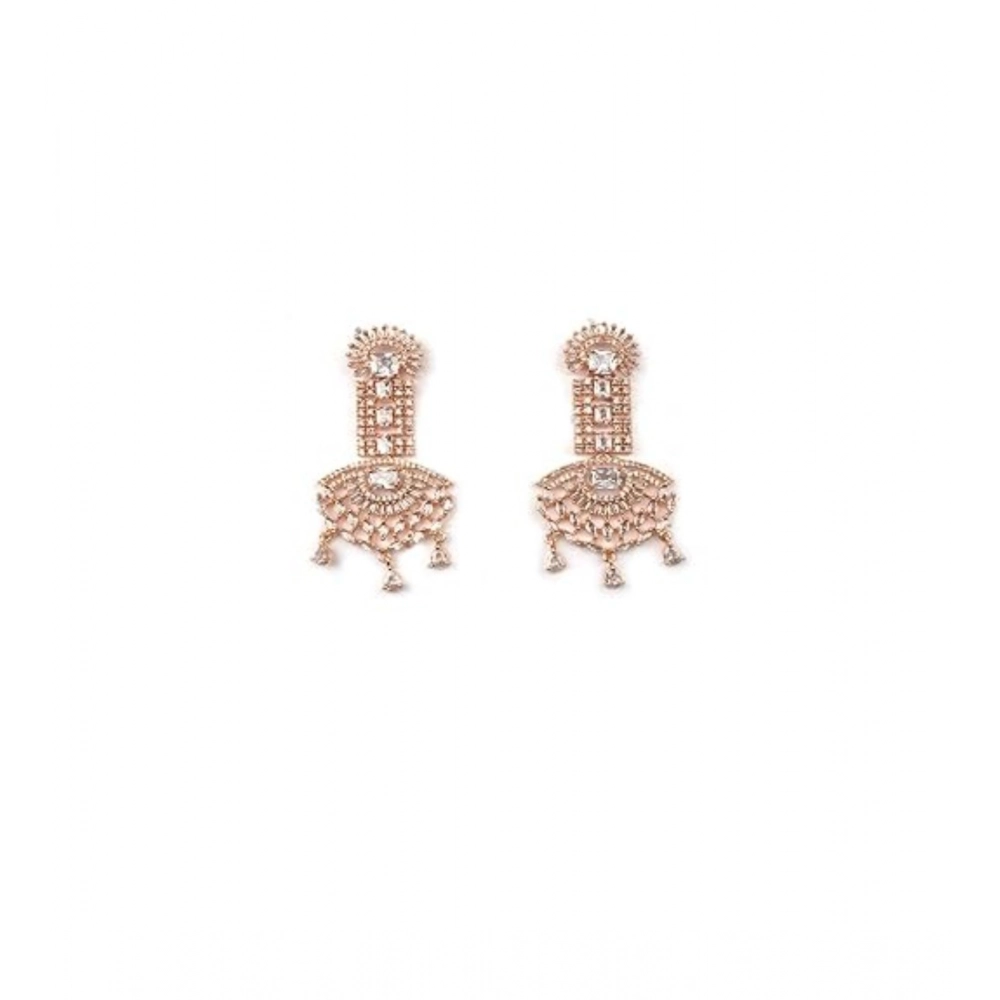 Generic Women's Brass Silver Plated Drop Earrings (White) - Image 5