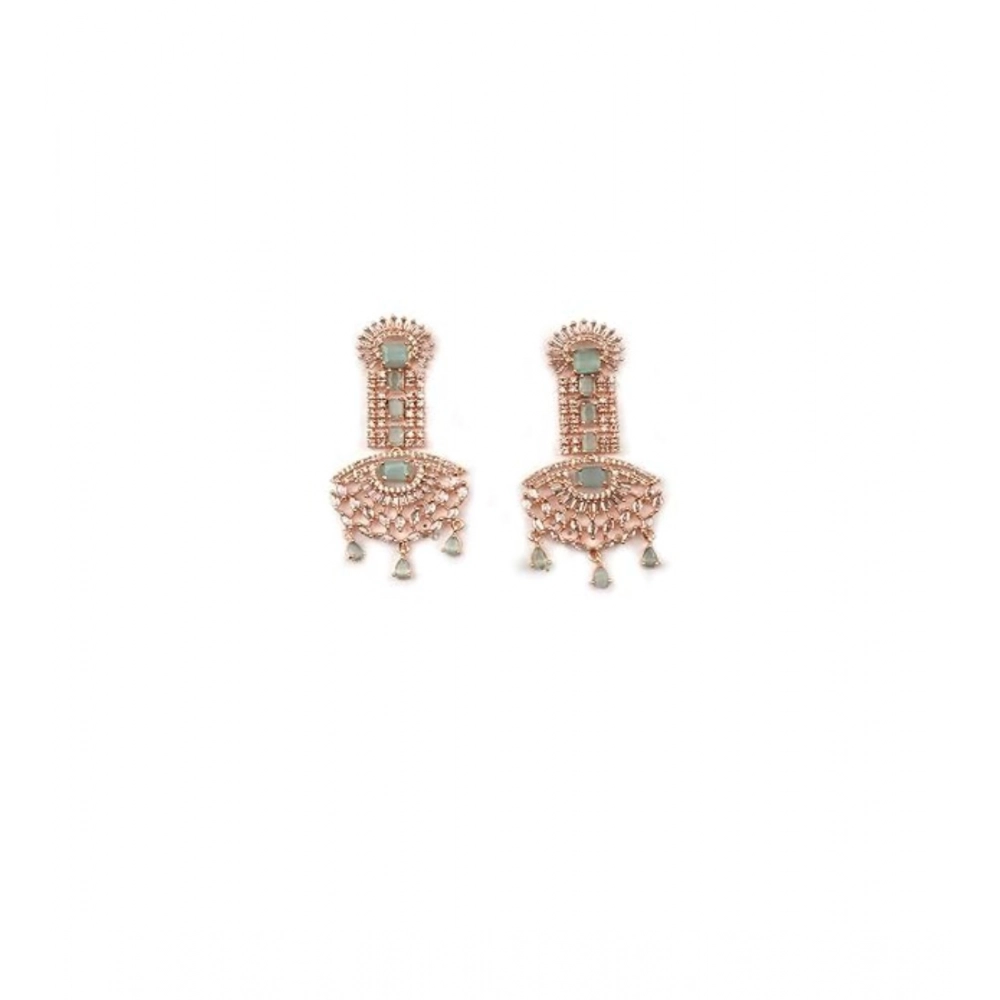 Generic Women's Brass Silver Plated Drop Earrings (Turquoise) - Image 5
